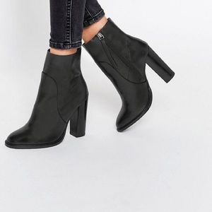 Asos Elle Leather Sock Boot Black